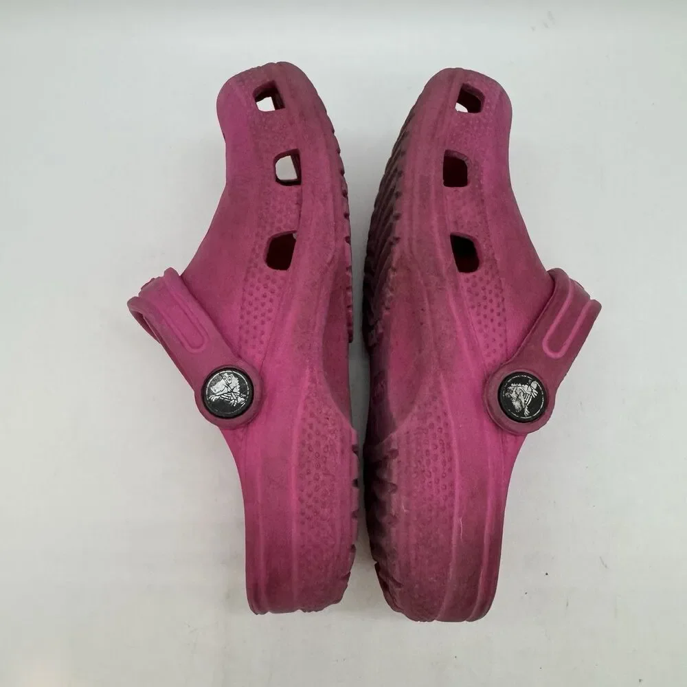 Crocs Iconic Comfort Hot Pink Clogs Girl's C 11 Beachcore Water Sandals Jibbitz